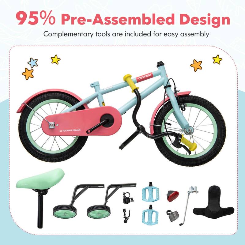 Costway 18" Kids Bike with Adjustable Saddle Handlebar Removable - See Details