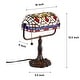 preview thumbnail 17 of 15, 12-inch Stained Glass Desk Lamp with Blue Gemstones
