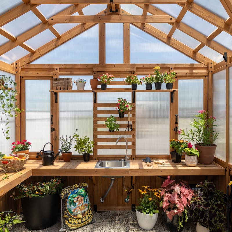 Backyard Discovery Savannah Chalet-Style 14.5' x 12' Cedar Greenhouse