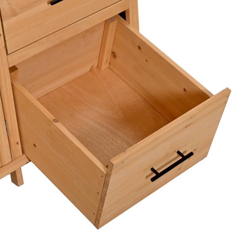 Roomfitters Garden Potting Bench with Storage Hutch, Outdoor Potting Table with 6 Drawers and Cabinets, Shelves