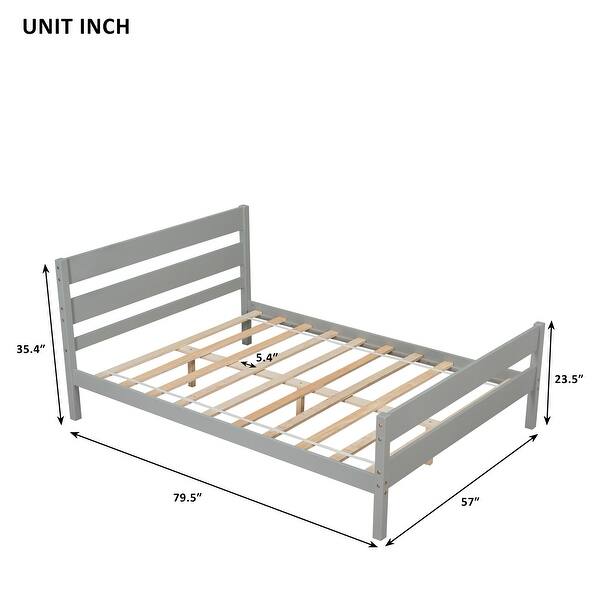 dimension image slide 3 of 6, Bed with Headboard and Footboard