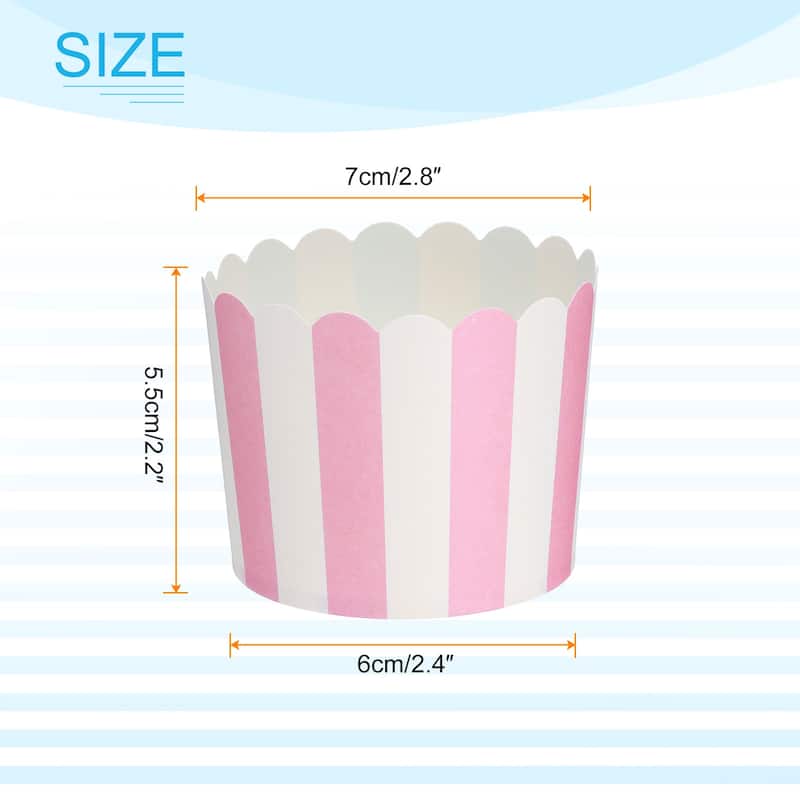 100Pcs Paper Baking Cups 6oz Cupcake Muffins Liner Wrappers - Pink