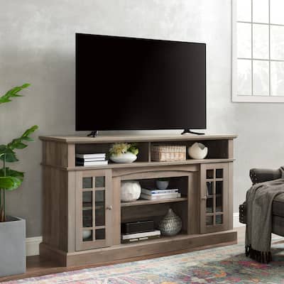 Wood TV Media Stand for TV Up to 65", Entertainment Center TV Console, Storage Cabinet with Glass Doors & Adjustable Shelves.