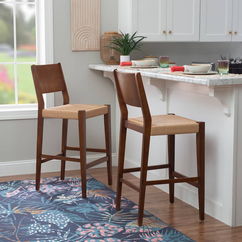 Linon Caelan Seagrass 29-Inch Barstool (Set of 2)
