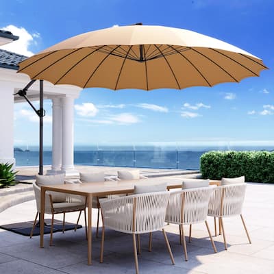 COSIEST 10FT Patio Cantilever Umbrella with18 Ribs Aluminum Frame