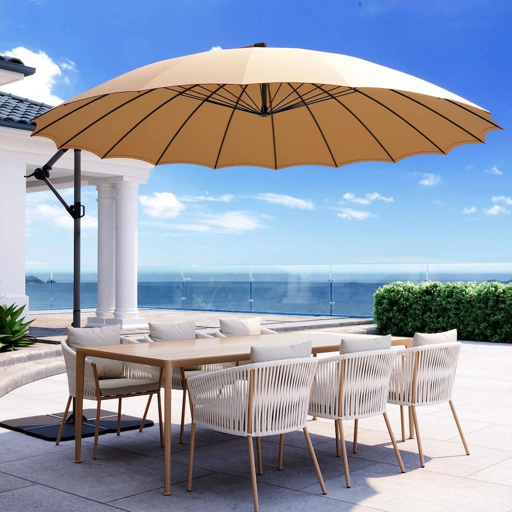 COSIEST 10FT Patio Cantilever Umbrella with18 Ribs Aluminum Frame