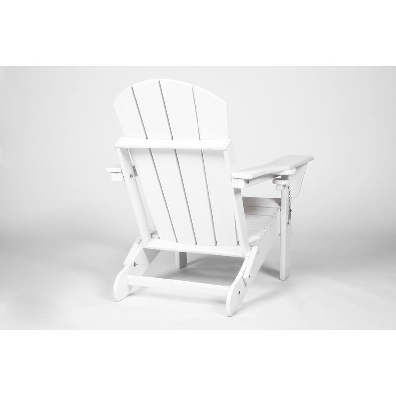 Adirondack Chair Set with Side Table, Folding Adirondack Chairs with Cup Holder, Outdoor Lounge Chairs, 3-Piece