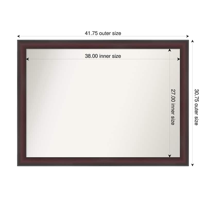 Grand Narrow Non-Beveled Framed Bathroom Vanity Wall Mirror - 42 x 31 in - Grand Cherry Narrow