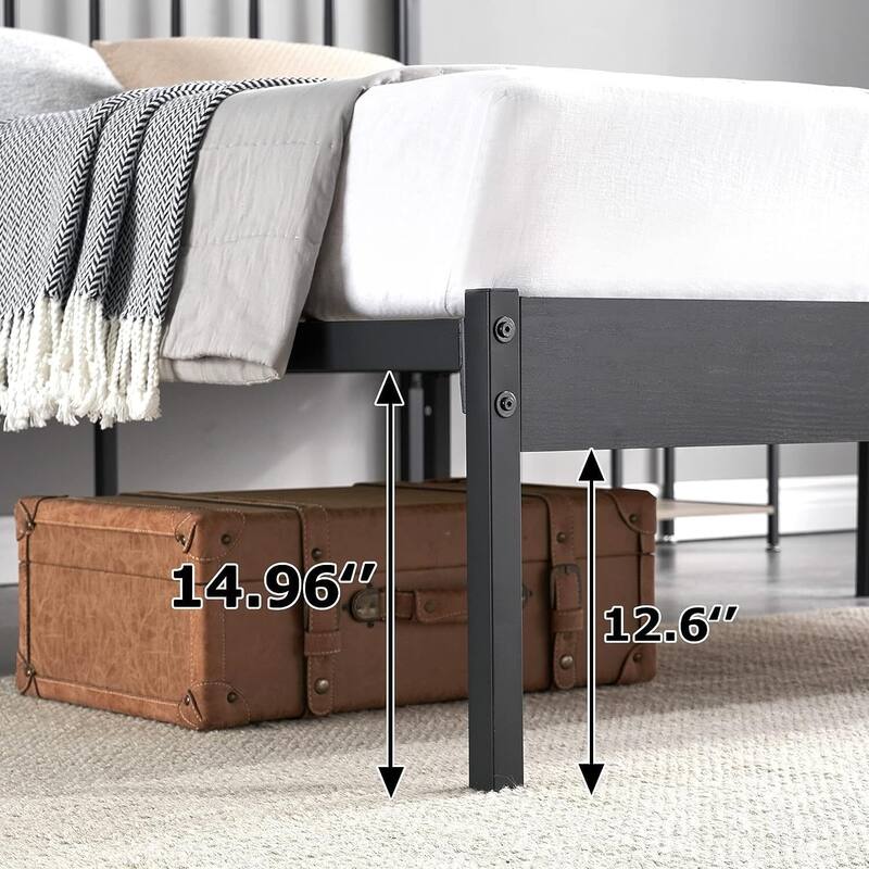 Metal Queen Size Modern Bed Frame Platform Mattress Foundation