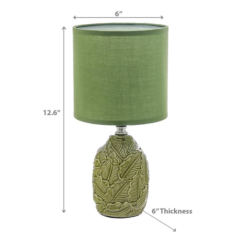 Ceramic Table Lamp With Shade Leaflet Green