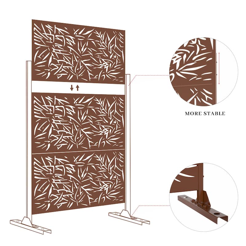 Privacy Screen Free Standing Bamboo Leaves