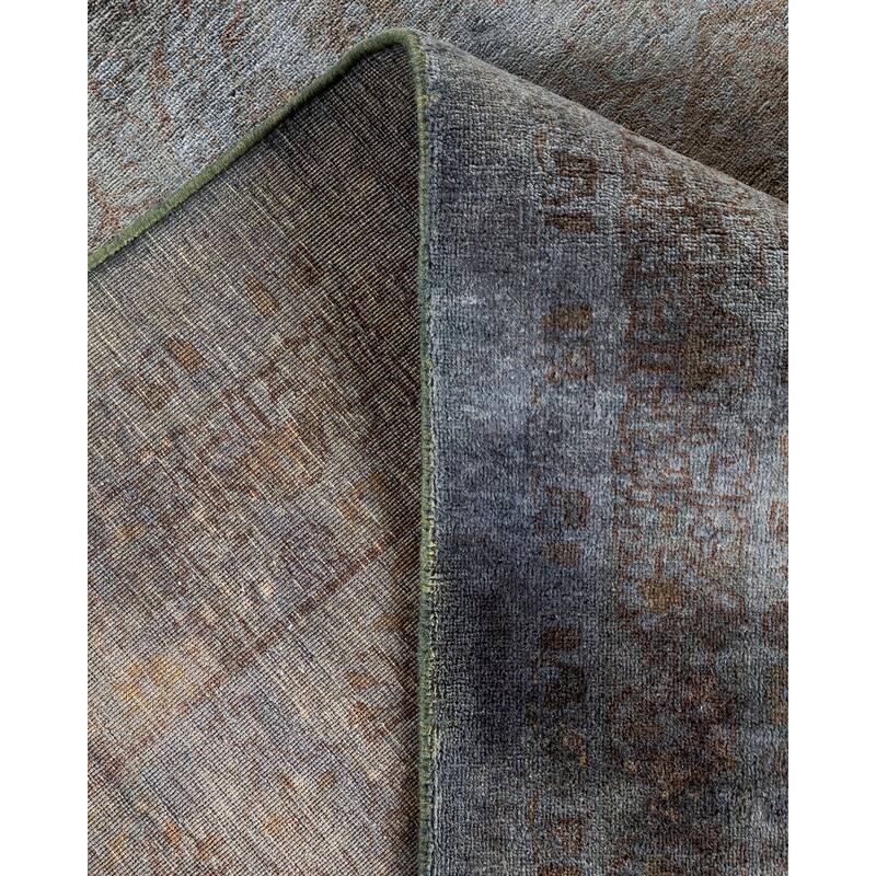 Overton Hand Knotted Wool Vintage Inspired Modern Contemporary Overdyed Gray Area Rug - 9' 2" x 11' 7"