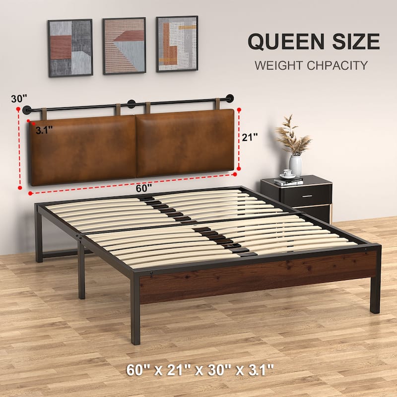 Wayna Modern Wall Mount Hanging Headboard, Faux Leather