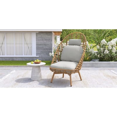 Outdoor Wicker High-back Swivel Lounge Chair