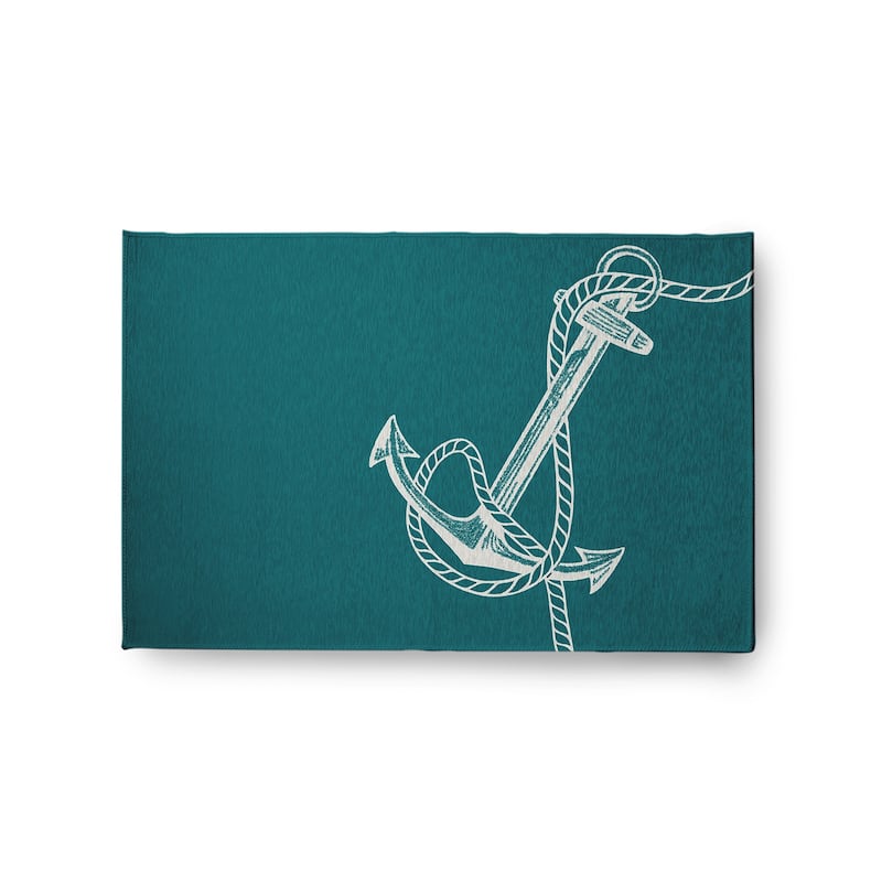 Anchored Nautical Indoor/Outdoor Rug - Ocean Teal - 2' x 3'