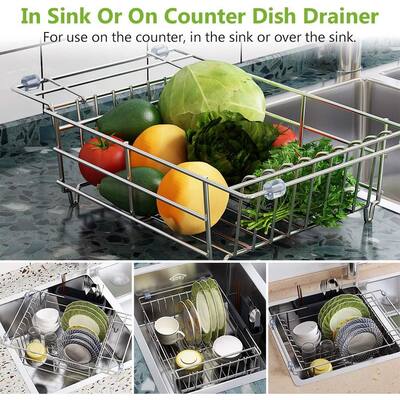 Dish Drying Rack, Expandable Over The Sink Dish Drainer - N/A