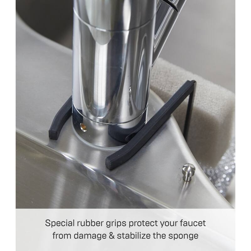 Yamazaki Home Faucet-Hanging Sponge Holder - Two Sizes, Steel, Double - L 6.3 x W 2.36 x H 6.1 inches