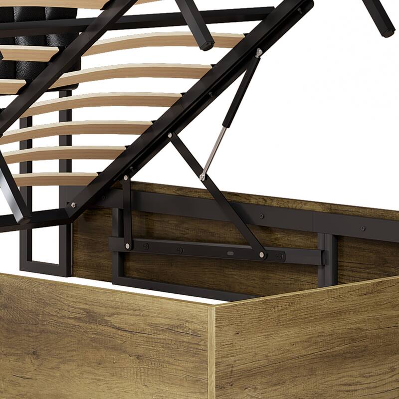 Moasis Lift-Up Storage Bed Frame with Charging Station & Storage Headboard