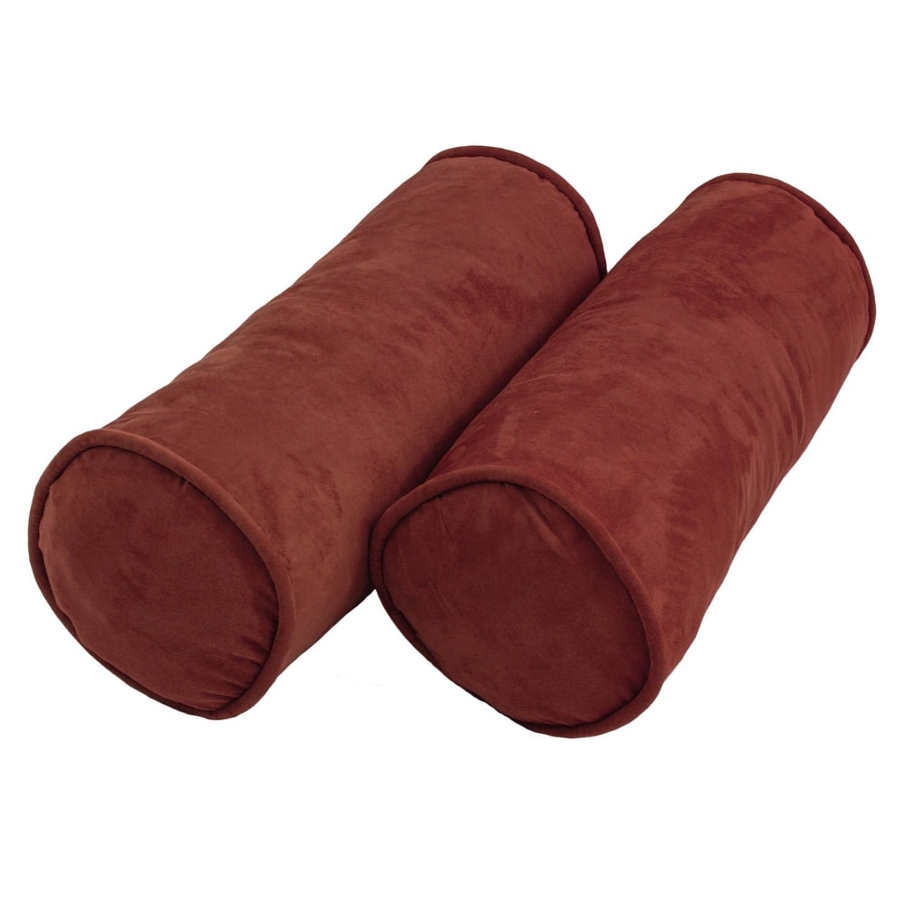 20-inch by 8-inch Corded Microsuede Bolster Pillows (Set of 2)