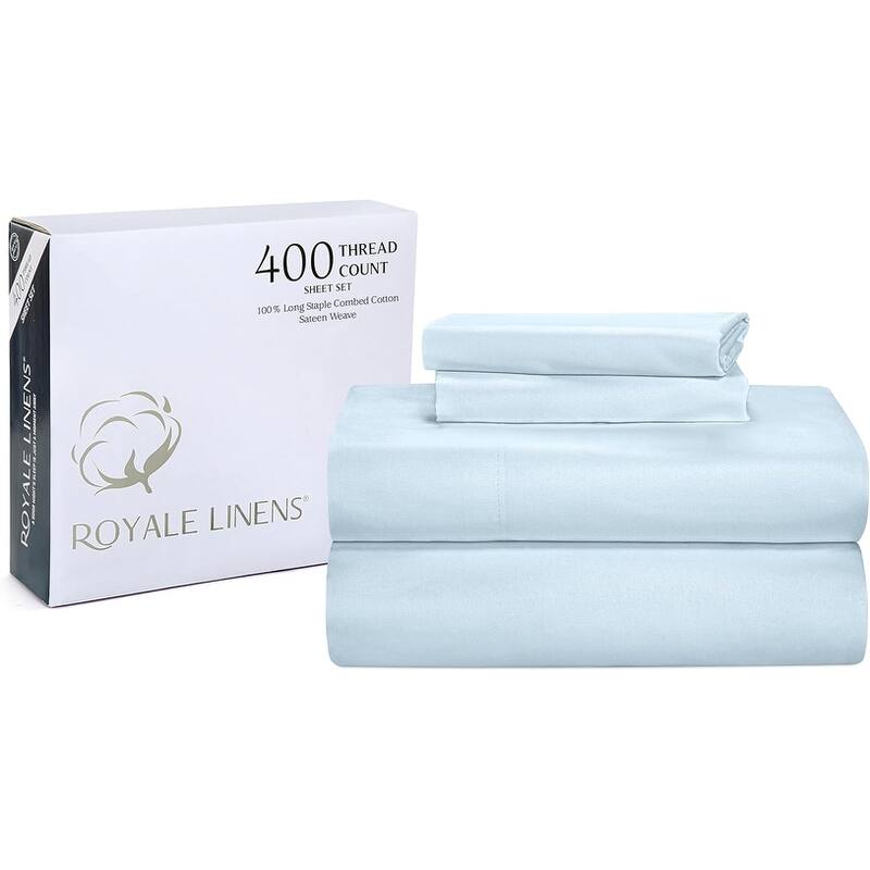 Royale Linen 400 Thread Count Cotton 4 Piece Sateen Sheet Set