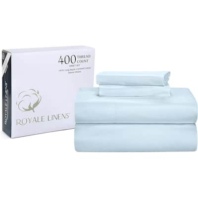 Royale Linen 400 Thread Count Cotton 4 Piece Sateen Sheet Set