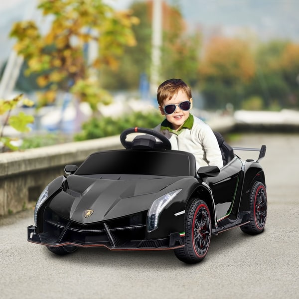 slide 2 of 25, Aosom Lamborghini Veneno Licensed Kids Electric Car with Bluetooth, 12V Ride on Car with Butterfly Doors Black