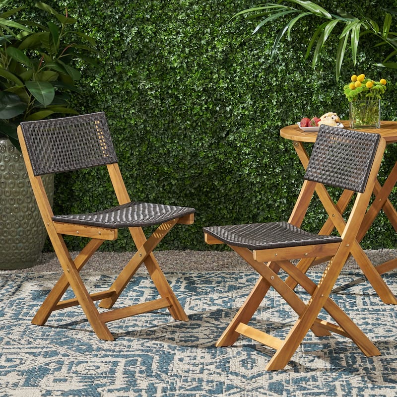3 Piece Outdoor Hillside Bistro Chair for Garden, Backyard, Lawn - Brown