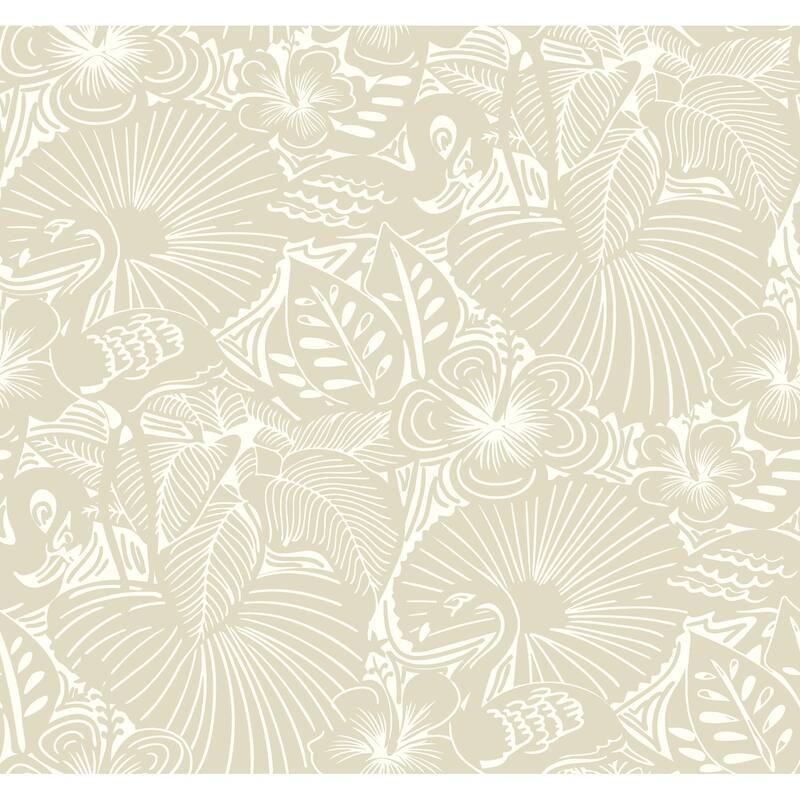 A-Street Prints Idalia Beige Floral Flamingo Wallpaper