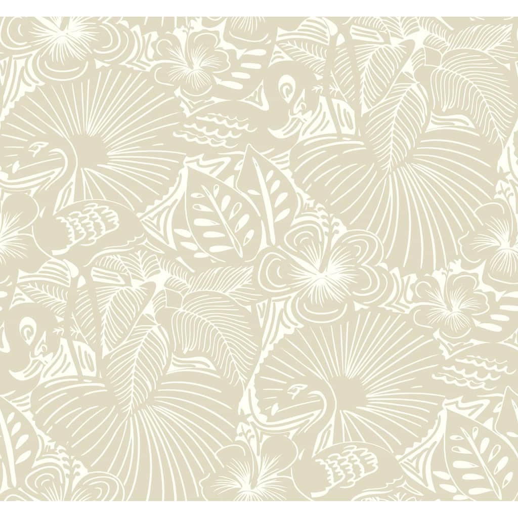 A-Street Prints Idalia Beige Floral Flamingo Wallpaper