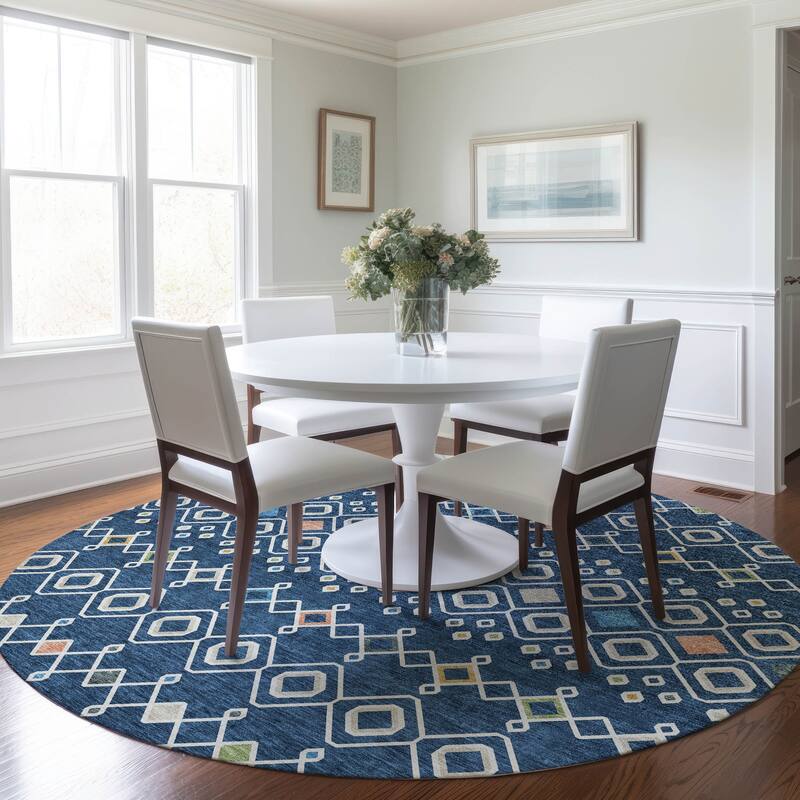 Machine Washable Indoor/ Outdoor Global Contempory Chantille Rug