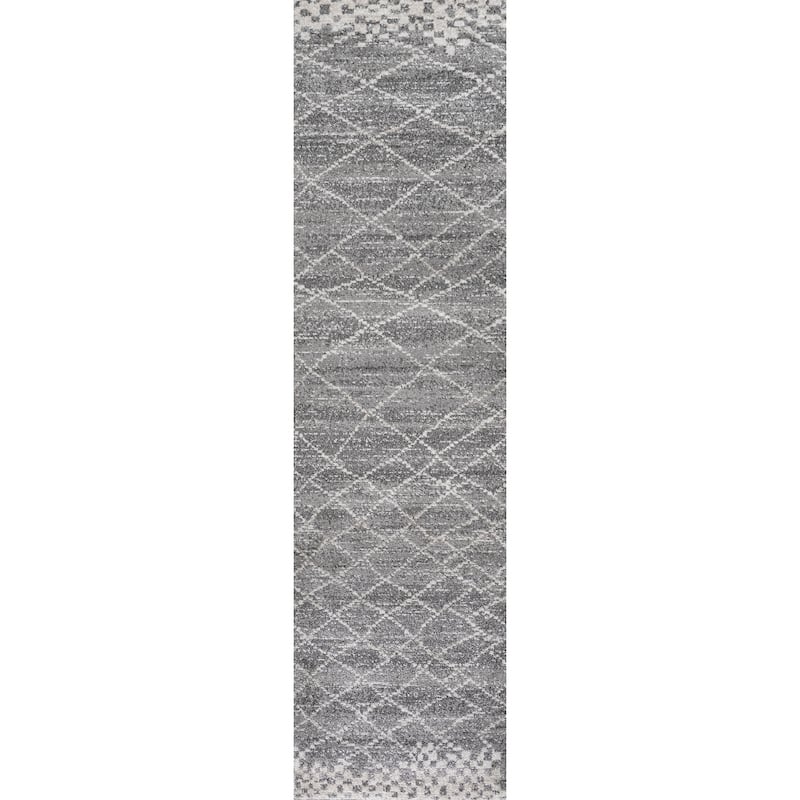 JONATHAN Y Ifrane Moroccan Modern Diamond Area Rug - 2 X 8 - Grey