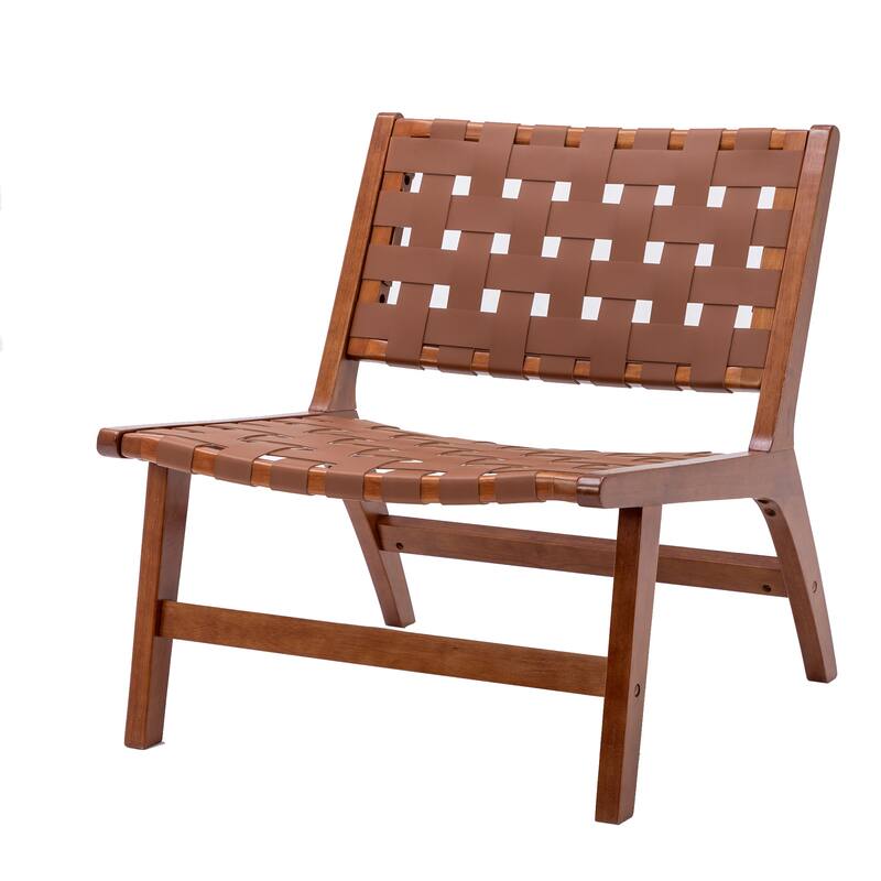 Wooden Living Room Lounge Chair With White Wool Carpet