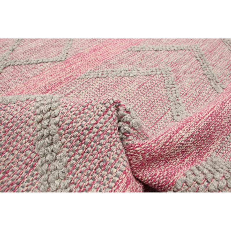 ECARPETGALLERY Braid weave Sienna Pink Wool Rug - 4'10 x 8'2