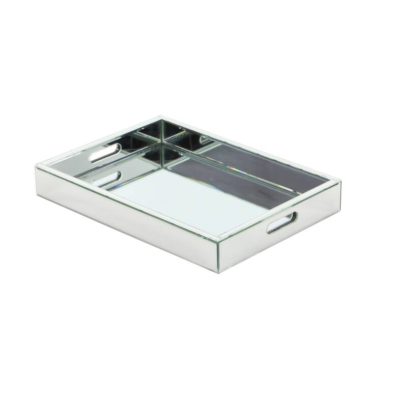 Silver Wooden Mirrored Tray