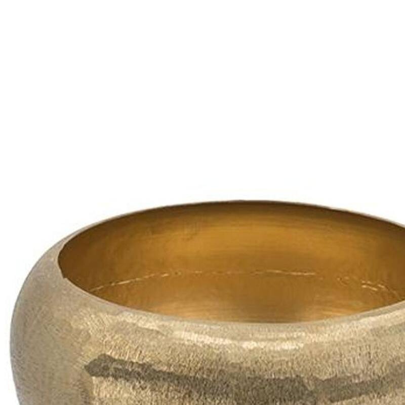 HomeRoots Set of Two Gold Aluminum Hammered Round Centerpiece Bowls - 11.80 in. x 4.90 in. x 11.80 in.