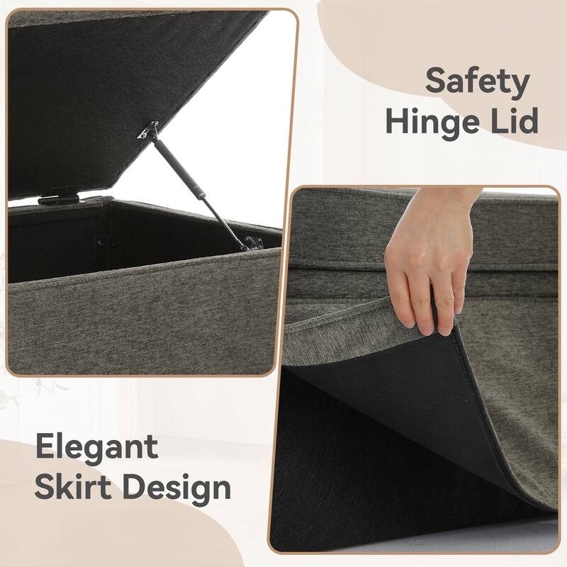 Skirted Rectangular Flip-Top Storage Ottoman