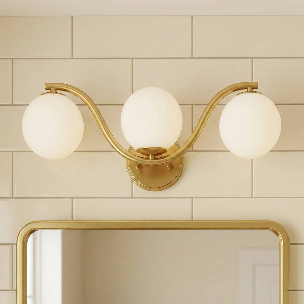 Acroma 3 - Light Gold Seel Wavy Dimmable Vanity Light