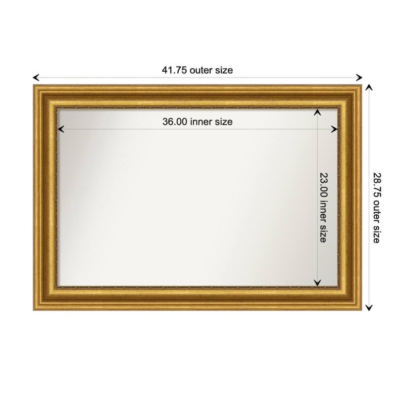 Parlor Gold Framed Non-Beveled Custom Wall Mirror, Bathroom Vanity Mirror - Outer Size: 41.75 x 28.75