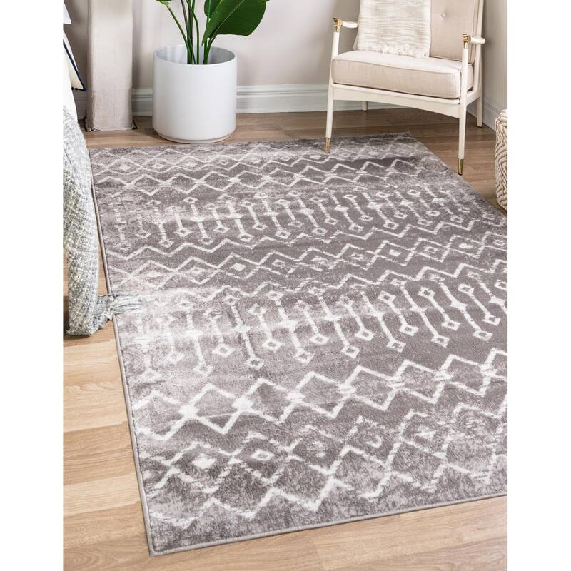 Contemporary Pico Collection Area Rug - 9'x12' - Gray-Ivory