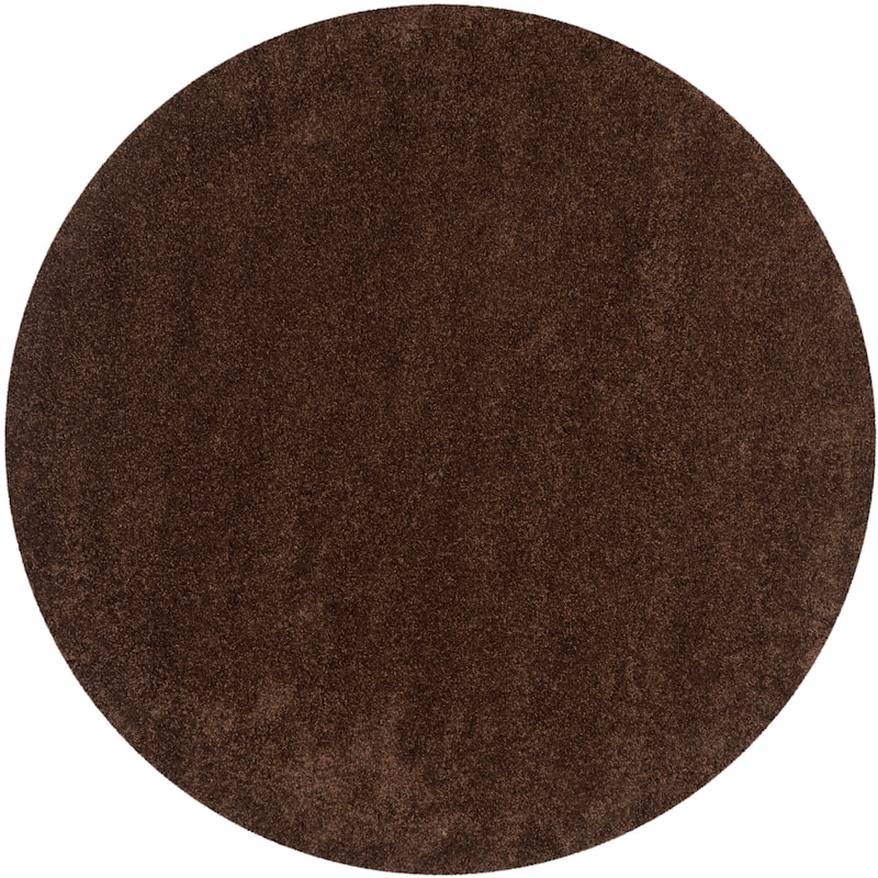 SAFAVIEH California Premium Shag Izat 2-inch Thick Area Rug - 4' Round - Brown