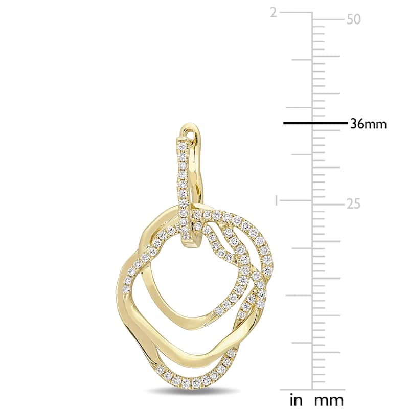 Miadora 1ct TDW Diamond Abstract Shaped Interlocked Hoop Earrings 14k Yellow Gold