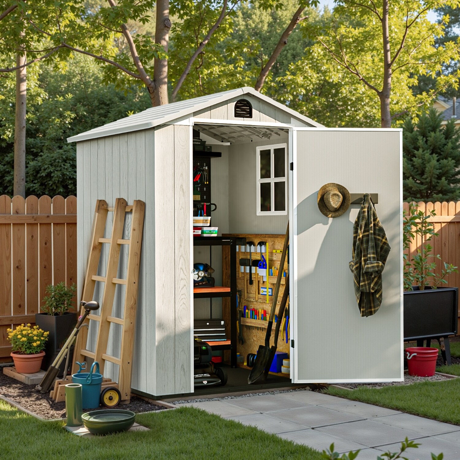 シーニューヨーク　サイズ4 Patiowell 6'x 4' & 4'x 4' & 4'x 8' Plastic Outdoor Storage Shed