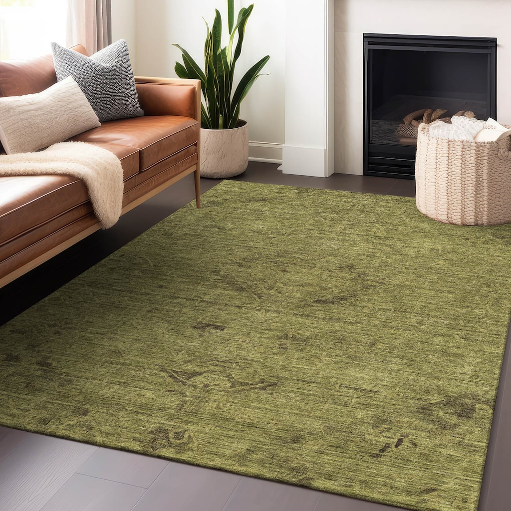Machine Washable Indoor/ Outdoor Vintage Traditional Chantille Rug