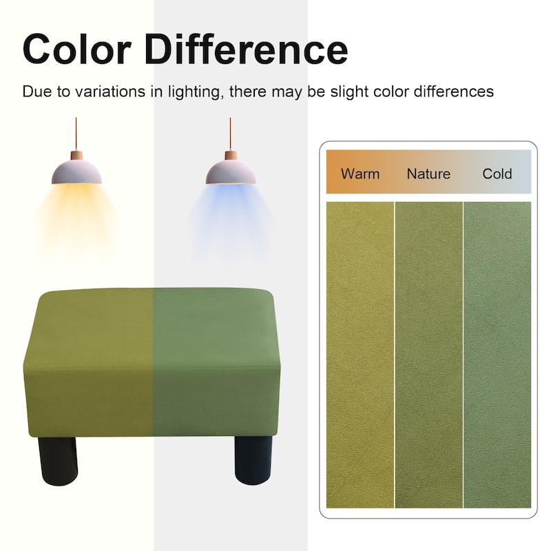 Adeco Small Rectangular Ottoman Modern PU Leather Footrest Stool Chair