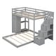 preview thumbnail 11 of 30, Twin Over Full Bunk Bed with 3-Layer Shelves, Drawers, Storage Stairs, Space-Saving, Multi-Functional Design, Grey