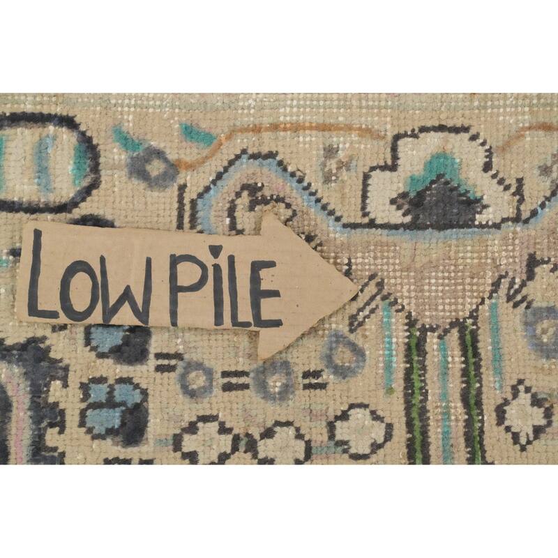 Hand Knotted Oriental 100% Wool Carpet Traditional Floral Beige & Ivories Tabriz Area Rug - 11' 2'' X 8' 1''