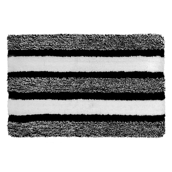 slide 1 of 1, Microfibre Striped Bath Mat (Black) (20 X 32)