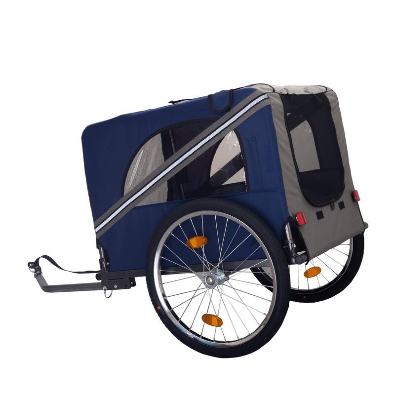 Durable Dog Bike Trailer with 20-Inch Wheels, Zippered Mesh Doors, and 88lb Capacity