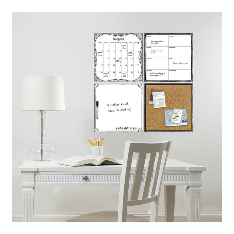 WallPops Black & White 4 Piece Organizer Kit
