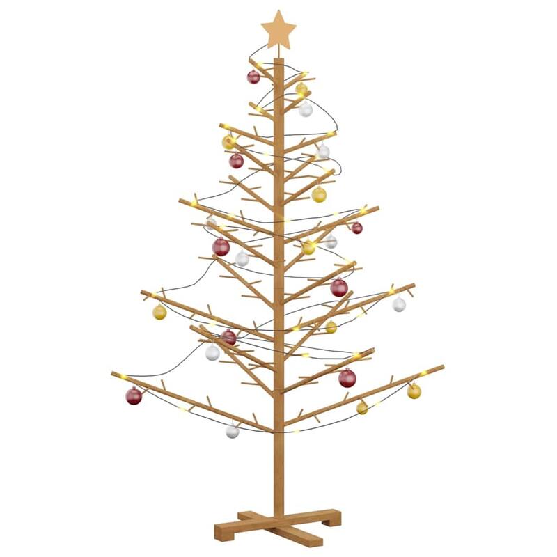 vidaXL Wooden Christmas Tree with Stand Natural/Brown Solid pine wood